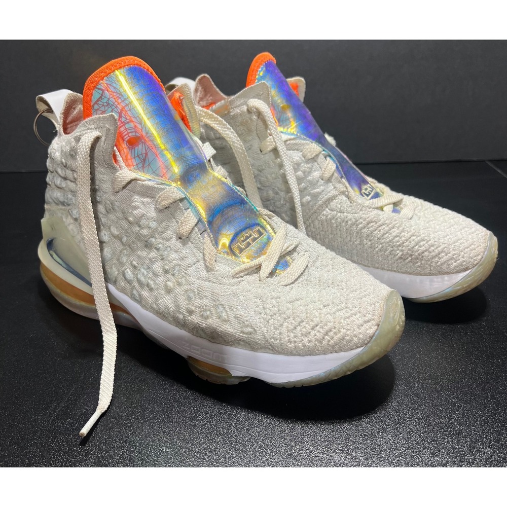 Nike LeBron 17 GS Future Air White Orange Iridescent CT4136-100 Kids 6.5Y